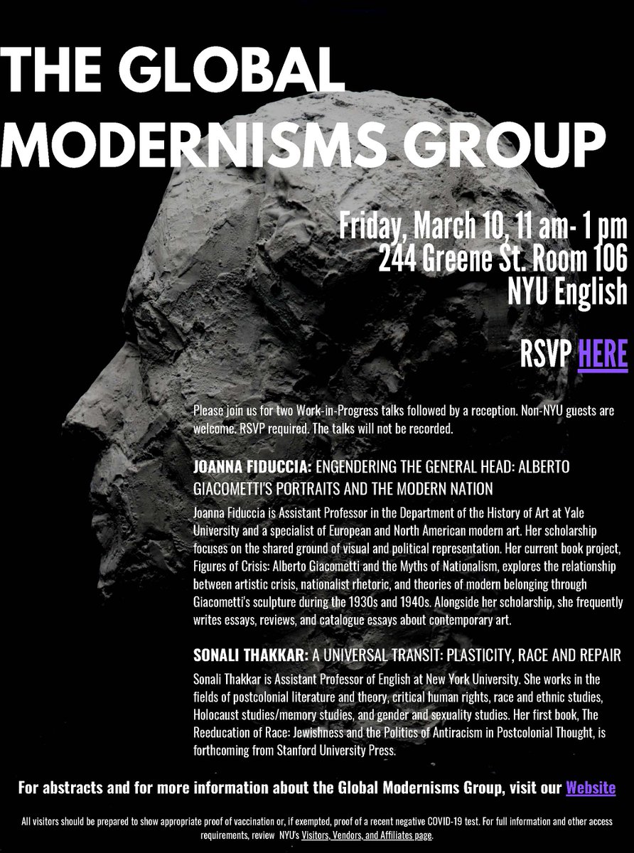 If you're in NYC next Friday and want to discuss the wonderful work of @sonalithakkar17 and a truly-iP WiP by me, please come along! Register here: globalmodernisms.wordpress.com