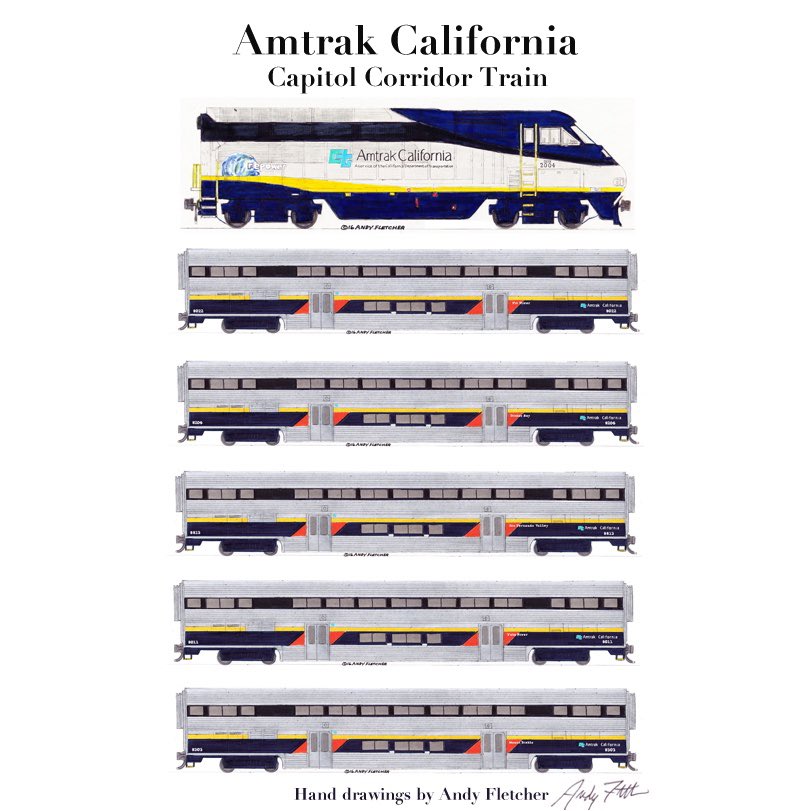 CustomTrains's tweet image. This @Amtrak_CA @CapitolCorridor train heads to #Sacramento on the evening commute.  Visit the cafe car on your commute and relax. Next time take the train! #TakeTransit customtrains.org