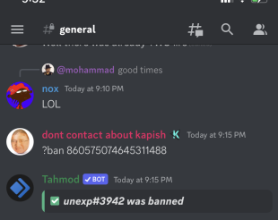 KapishCommunity's tweet photo. Just banned 2 users for legit no reason at all😁😁 https://t.co/4ZalkQW406