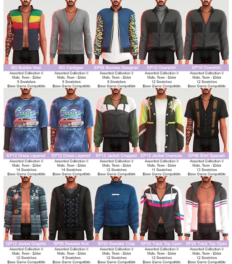 nucrests's tweet photo. Another 22 item collection for your masculine frame sims! Several tops and bottoms to mix n’ match! https://t.co/Yvp7vxBCSy