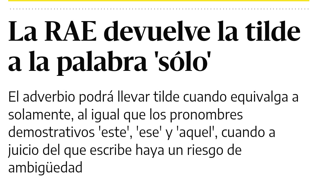 EspidoFreire's tweet photo. Albricias. 
Los solotildistas estamos de enhorabuena. 
Diría eso de "con qué poco soy feliz", pero... bueno, trece años y considerable turra ha costado la devolución de la tilde de marras. https://t.co/FvCKKd6NbA