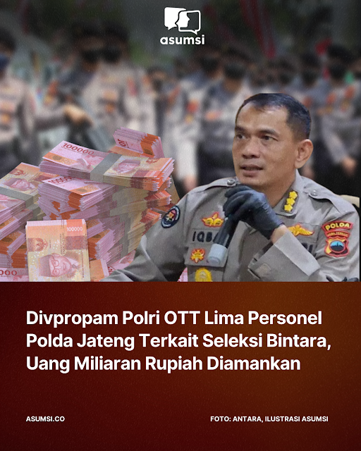 asumsico's tweet photo. 🚨🚨🚨
Tim Divisi Propam Polri melakukan Operasi Tangkap Tangan (OTT) "jual beli" penerimaan bintara di lingkungan Polda Jawa Tengah. Lima orang personel Polda Jawa Tengah beserta barang bukti uang miliaran rupiah diamankan dalam OTT ini. https://t.co/qyULqMvtfO