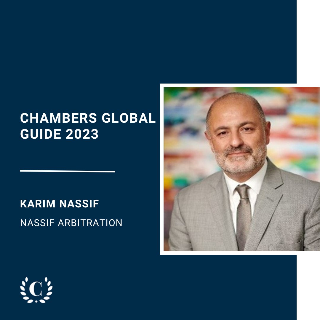 Karim J. Nassif has again been listed  as one of the Most in Demand Arbitrators in Chambers Global - UAE! 
As per Chambers and Partners, Karim has been noted for his work as an arbitrator across the UAE while also continuing to represent clients as counsel. 

#ChambersGlobal
