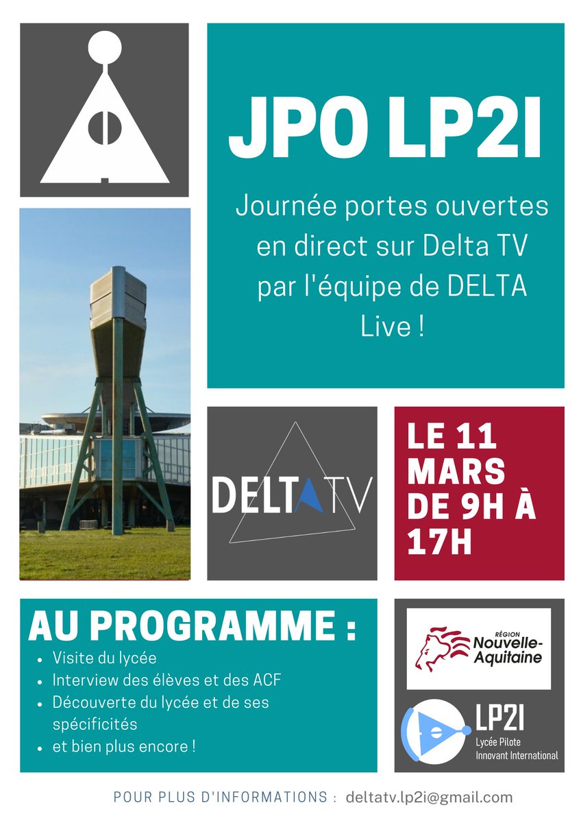 LP2I_86's tweet photo. Samedi 11 mars, le lycée ouvre ses portes ! Nous vous accueillerons avec plaisir tout au long de la journée.

📺Mais rassurez vous, si vous ne pouvez pas vous déplacer DELTA TV prépare une émission en live tout au long de la journée : reportage, interviews, caméra embarquée... https://t.co/OxG7ErkUI5