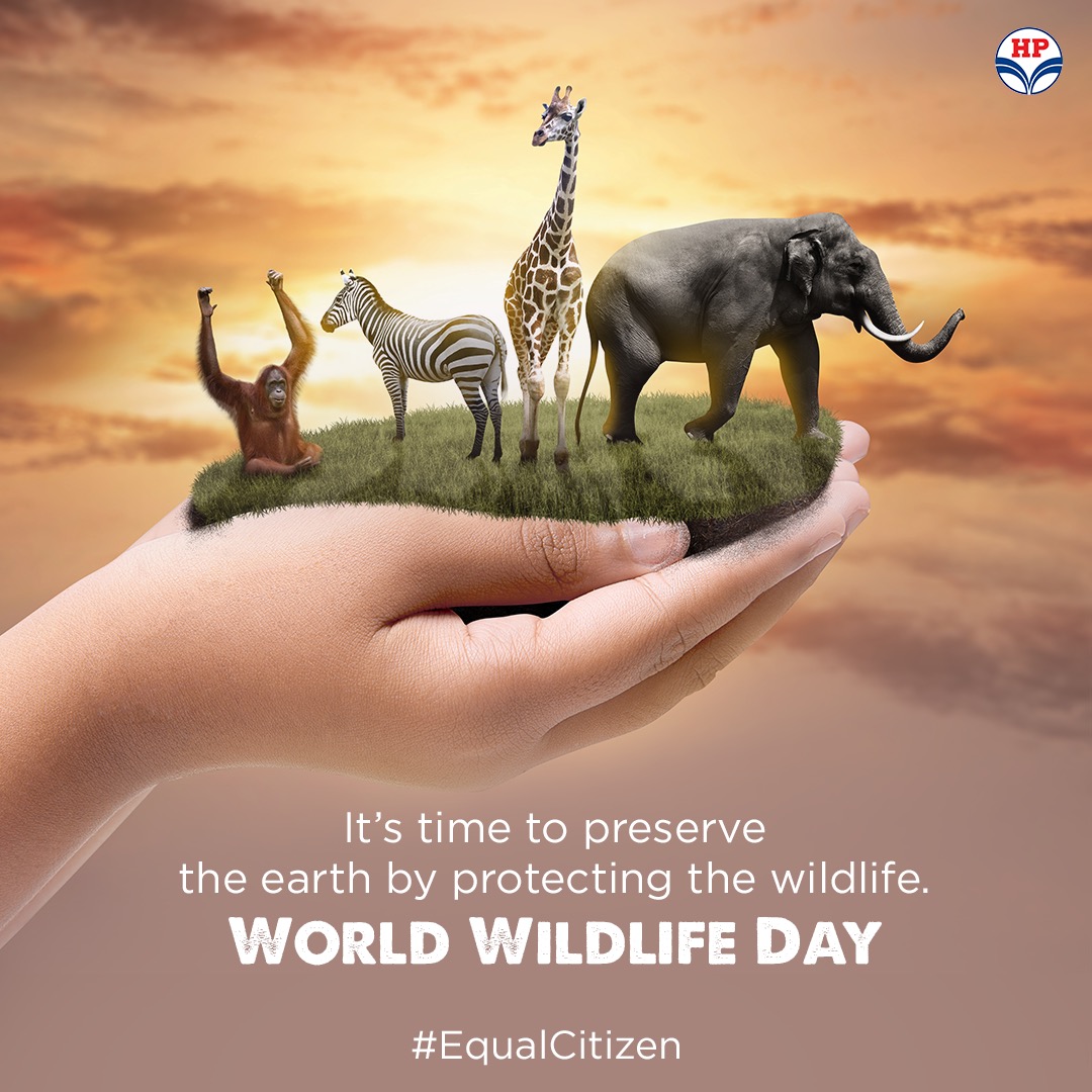 hpcl_retail's tweet photo. Let's celebrate the beautiful and diverse creatures that share the planet with us and spread awareness to safeguard them. A happy #WorldWildlifeDay to everyone from HP Retail family.
#EqualCitizen #HPCL #HPRetail #MeraHPPump @hpcl https://t.co/LhVsgrOsPZ