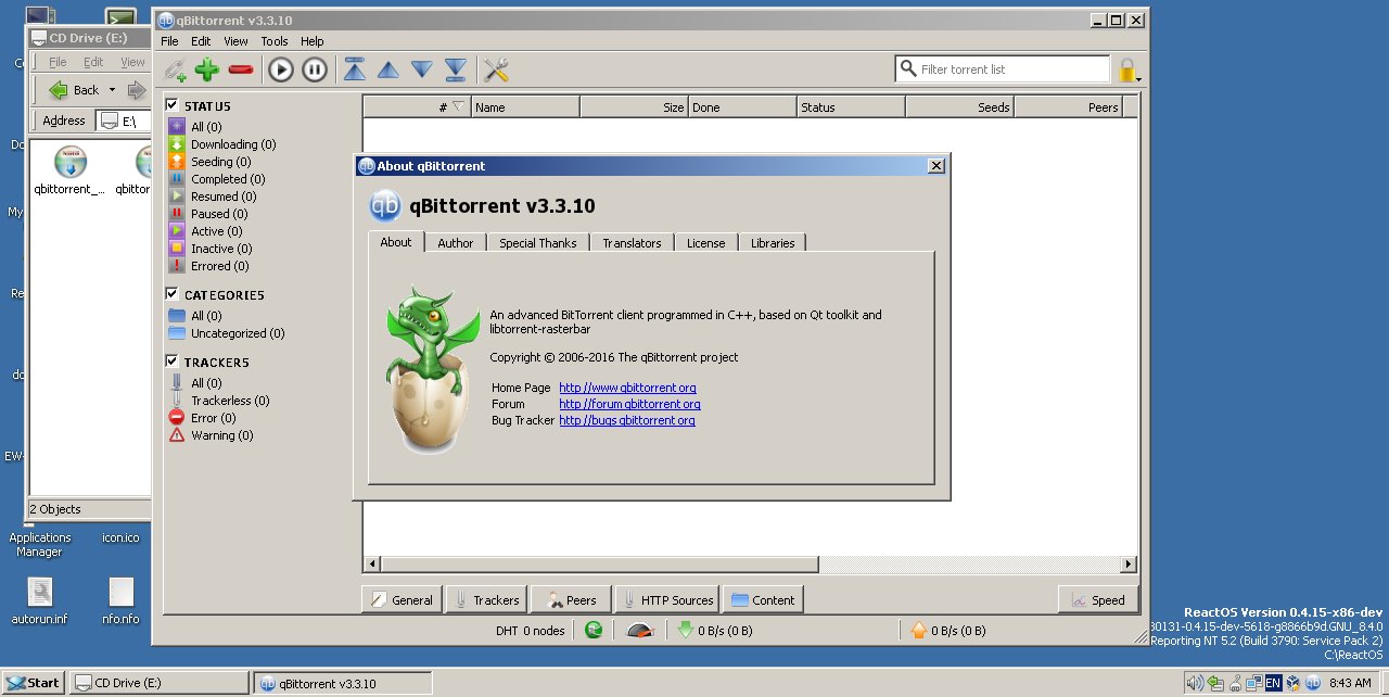 ReactOS on Twitter: "qBitTorrent 3.3.10 works on #ReactOS! It may ...