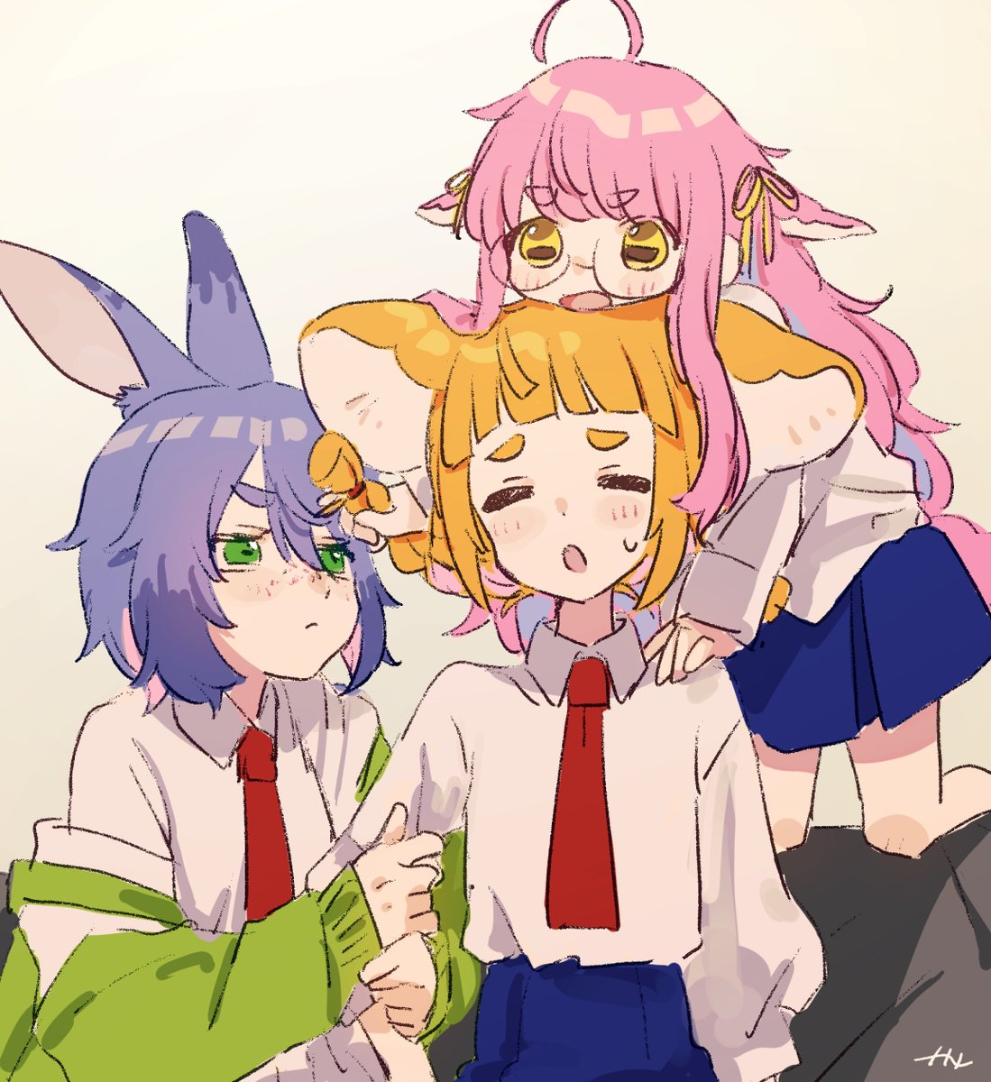 「仲良くして～ 」|ナナメ🐭のイラスト