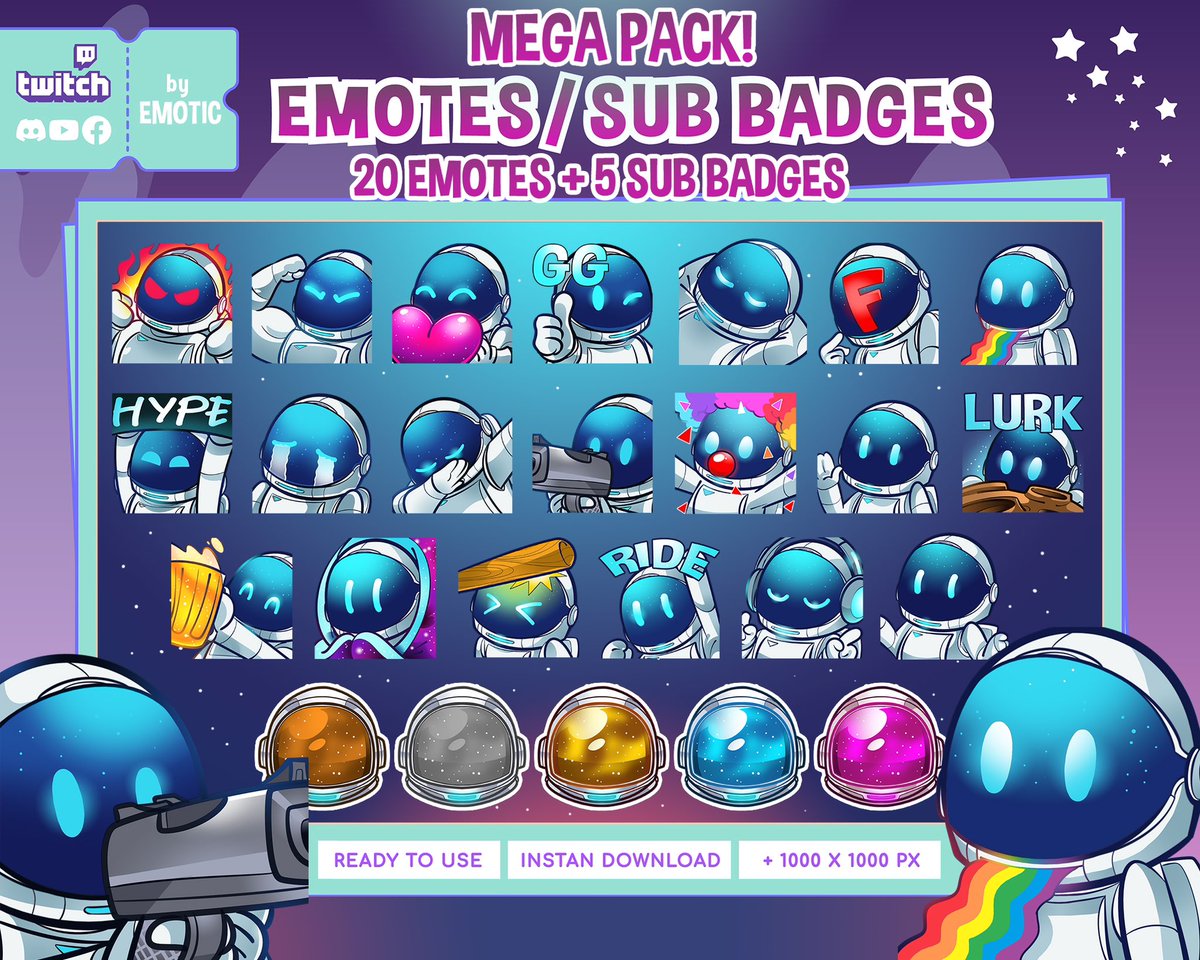 emoticstudio's tweet photo. Astronaut emotes and sub badges for #twitch and #stream . All files ready to use π«Άπ»
#emotes #TwitchEmoteArtist #twitchemote #emotic #emoticstd #etsy #astronaut #spaceman #space #gamer #galaxy
https://t.co/g3gE5j7s2q https://t.co/JcB0QszQDk