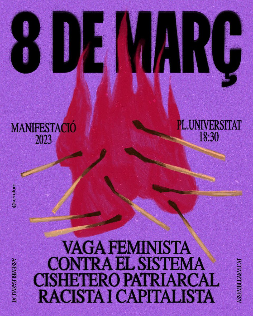 Assemblea8mCat's tweet photo. 🚨-5 dies per la #VagaFeminista🚨

Per les que ja no hi són, per les que vindran. Per una vida sense violència i digna de ser viscuda. Parem-ho tot.

Organitza't amb el comitè de vaga del teu poble o barri!

Ens veiem als carrers. 🔥

#8M2023 https://t.co/ZndniQsdbG