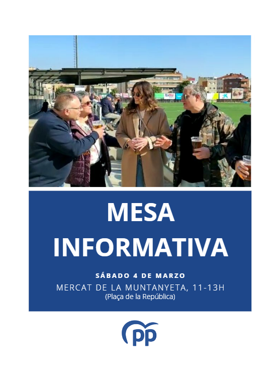 ➡️Este sábado ¡nueva mesa informativa!

Estaremos informando de nuestro proyecto para #SantBoi.
Os esperamos!👆🏻 

#ContigoSantBoi
#PopularesSantBoi