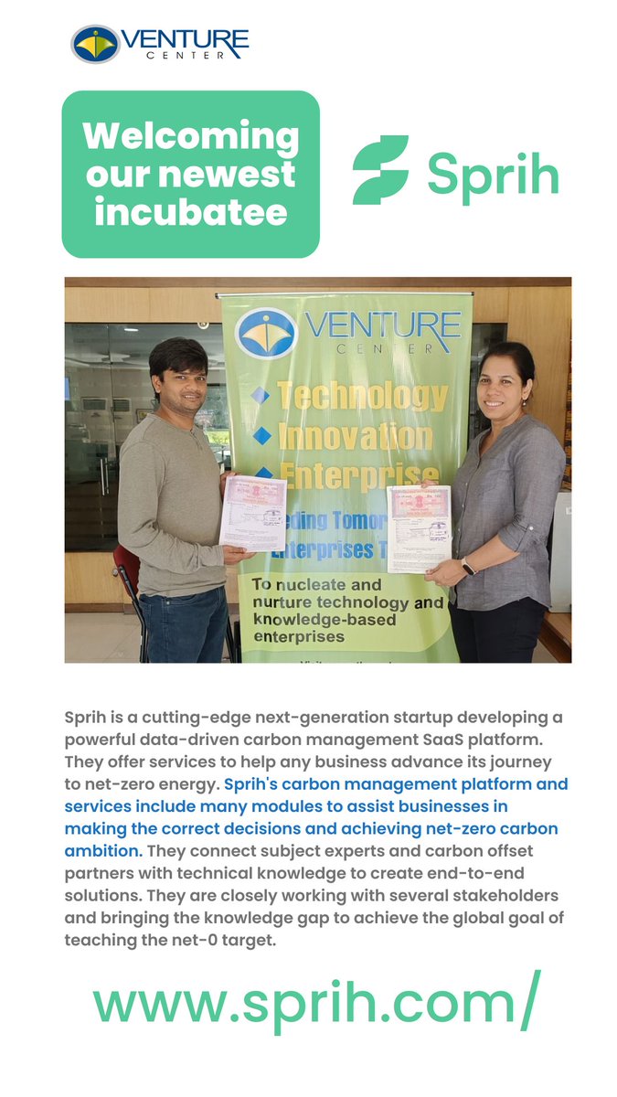 venture_center's tweet photo. Excited to welcome the latest incubatee to Venture Center! They are all serial entrepreneurs with over 15+ years of experience in #SaaS: engineers turned #entrepreneurs, hoping to make a difference in the #climate sector! Visit: https://t.co/qUCb8vm3Hm
@SomaChat15 @premnathv6 https://t.co/Oo26p1hxp2