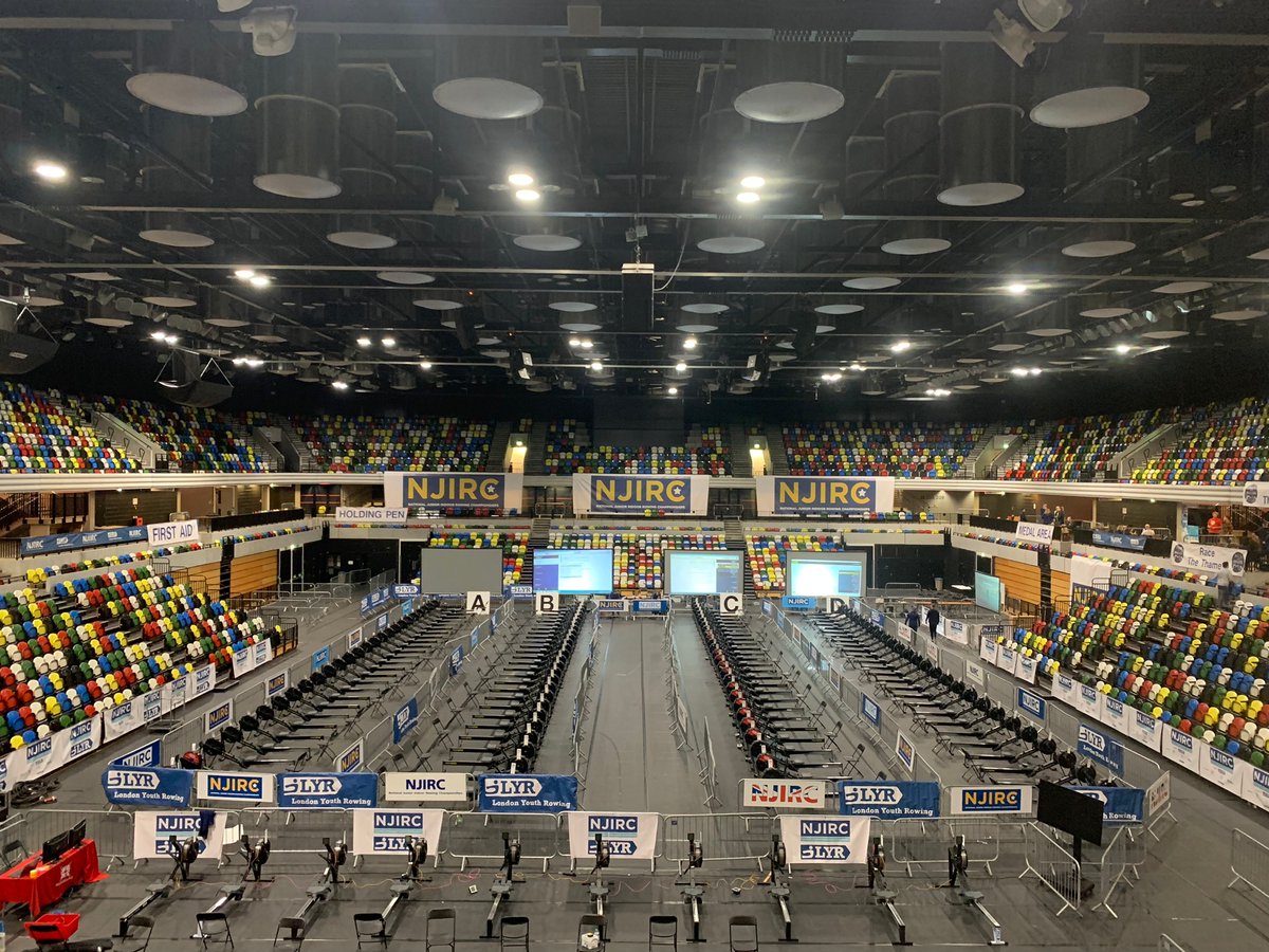 LYRowing's tweet photo. The quiet before the storm!

All the @concept2uk machines are in and
sitting quietly before the big day. The signage
is up and we are taking in the moment before
the venues are filled with 2800 young
competitors for #NJIRC23 #indoorrowing
#competition #readysetgo https://t.co/fi9dZGScBC
