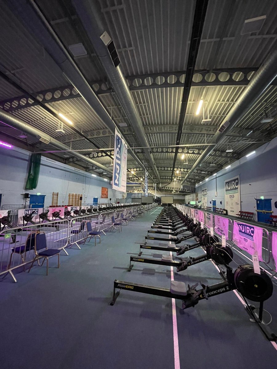 The quiet before the storm!

All the @concept2uk machines are in and
sitting quietly before the big day. The signage
is up and we are taking in the moment before
the venues are filled with 2800 young
competitors for #NJIRC23 #indoorrowing
#competition #readysetgo