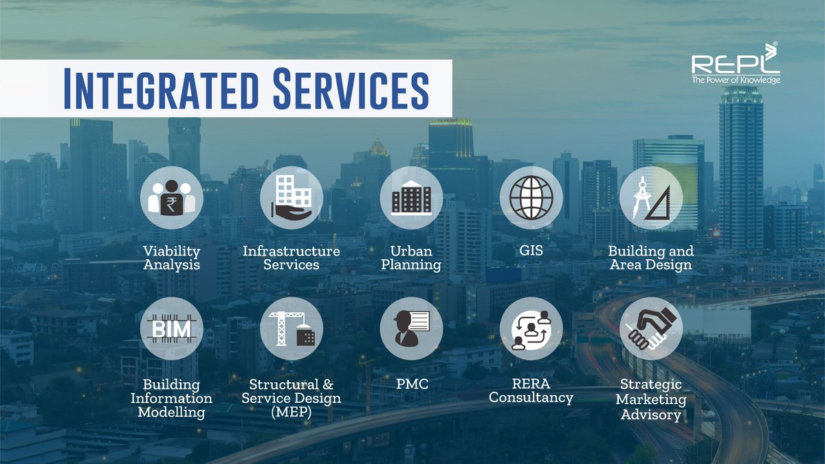 REPL_India's tweet photo. #REPL provides integrated consultancy to the various sectors. The diverse consultancy services include #ViabilityAnalysis, #InfrastructureServices, #UrbanPlanning, #GIS, #BIM, #Architecture, #StructuralEngineering, #MEP, #PMC and #RERAConsultancy. https://t.co/V2f3pMXYnP