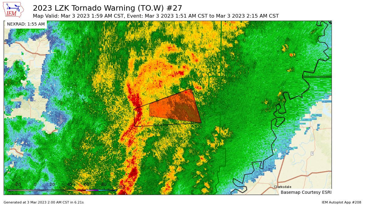 Midwest Weather on Twitter "LZK updates Tornado Warning [tornado RADAR INDICATED, hail 0.00