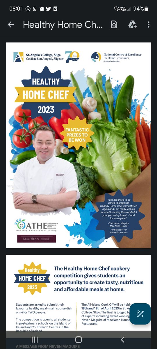 Make sure to enter our cookery competition for chance to cook at live final with @nevenmaguire Open to all secondary students on the island, Youthreach & Special Schools. This is an inclusive competition & categories for all students and abilities. 
stangelas.ie/healthy-home-c…
@