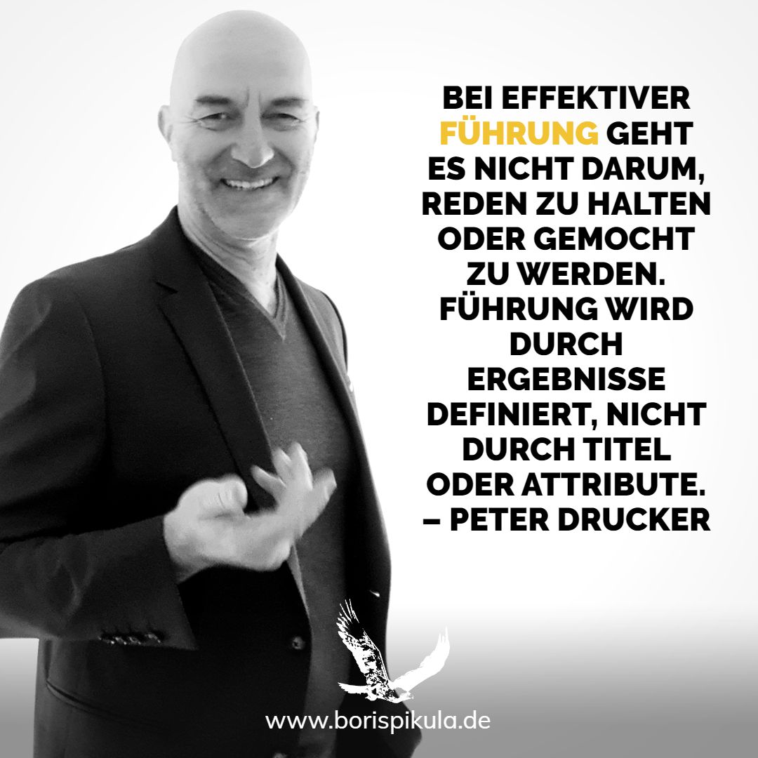 borispikula's tweet image. Bei effektiver Führung geht es nicht darum, Reden zu halten oder gemocht zu werden. Führung wird durch Ergebnisse definiert, nicht durch Titel oder Attribute. – Peter Drucker

borispikula.de

#coaching  #businesscoaching #leadership #deutschland #borispikula