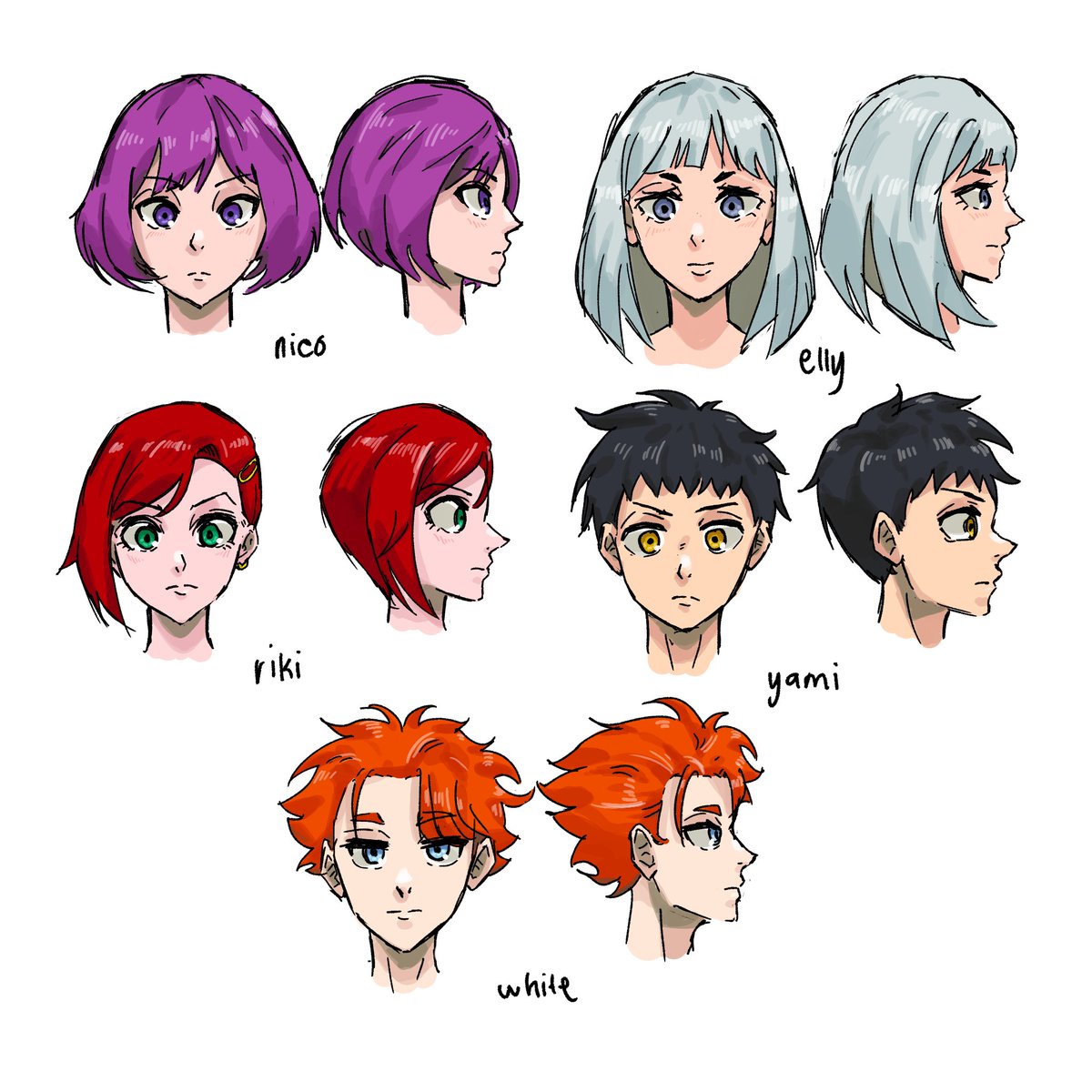 Just finished some quick drawings of 5 characters design