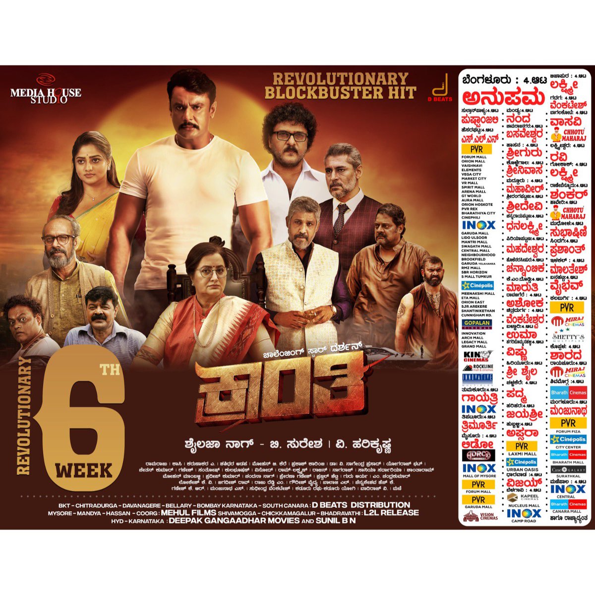 kranti_film's tweet photo. #Kranti is entering the 6th week grandly
Watch it in theatres now
#krantirevolution #challengingstardarshan #dboss https://t.co/MkwVHbJ8K0