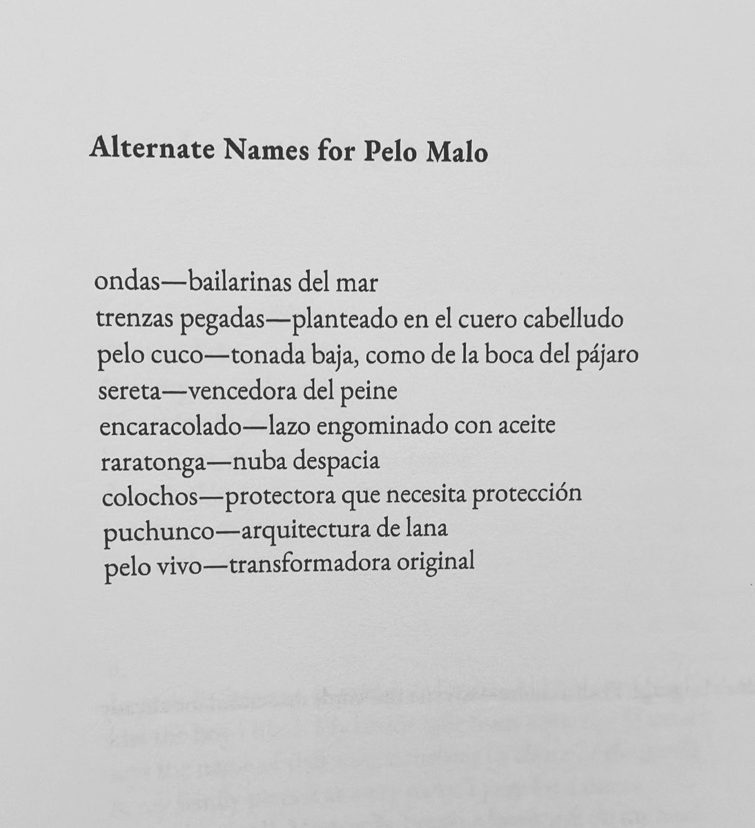 I wrote a poem called “Alternate Names for Pelo Malo” bc Black folks deserve to have beautiful words to describe our hair in Spanish.

I was raised among non-Black Mexicans; I was never taught how to refer to Black hair in a positive or neutral way in Spanish. So I made a way!