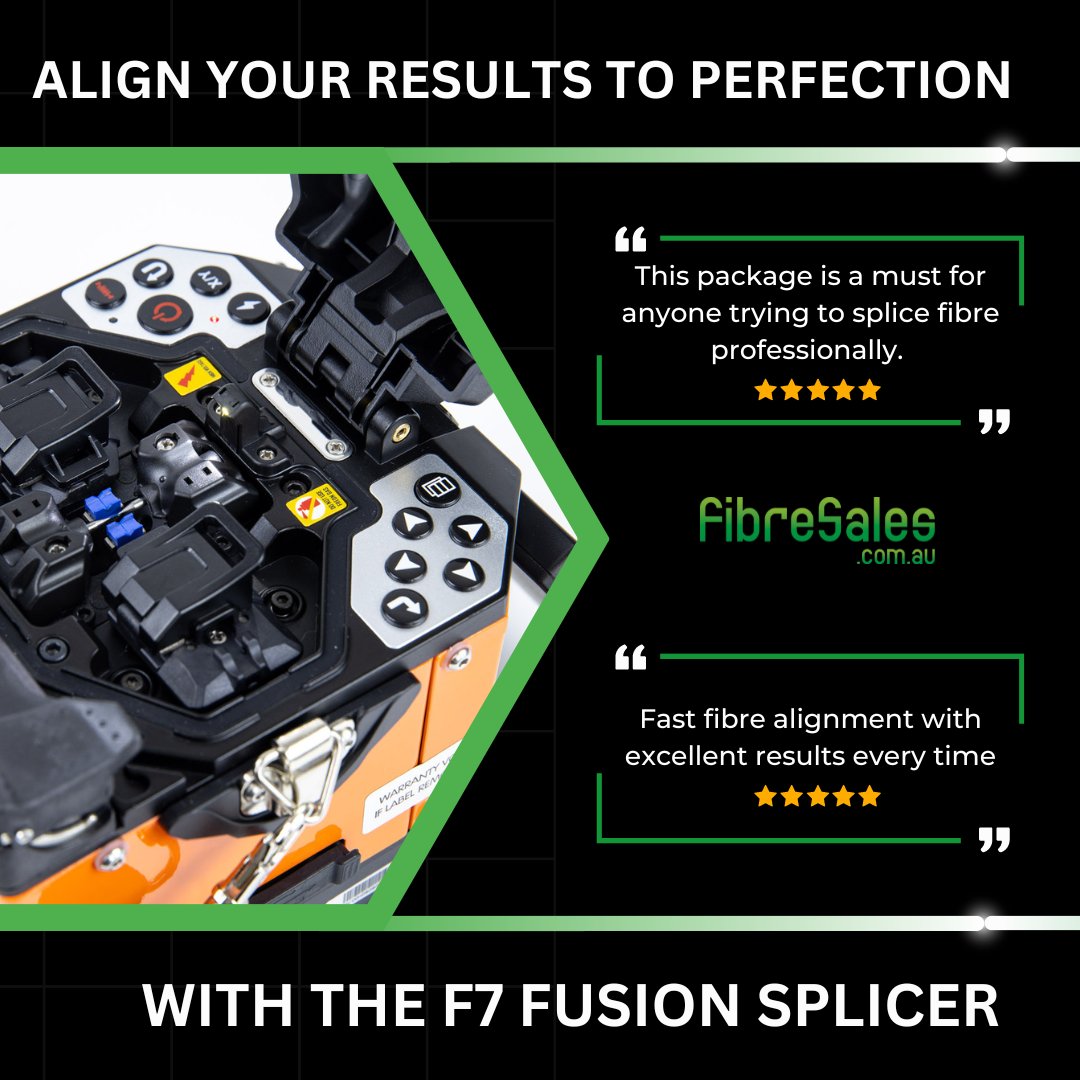 fibresales's tweet image. Align your results to perfection with the Fibresales F7 Fusion Splicer

#FibresalesF7 #FusionSplicer #OpticalAlignment #FiberOpticTools #PrecisionSplicing #HighQuality #FiberOpticCabling #Telecommunications #DataCenter 
#FiberOpticInstallation #FiberCabling.