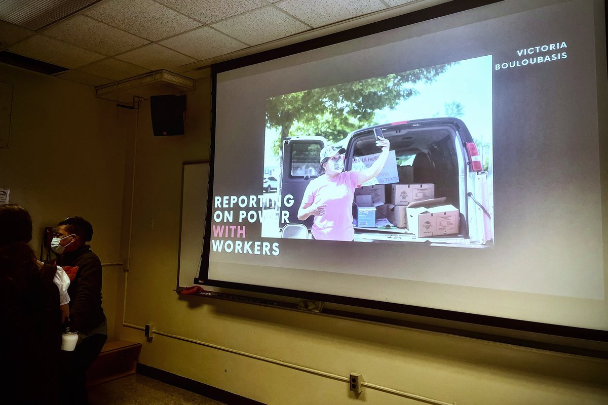 Presented a new guest lecture today for Dr. Sharon Holland’s @AMST_UNC course, Food & American Culture, about reporting on power with worker voices at the forefront. One of the most engaged classrooms I’ve visited in a while! (And a crappy photo, sorry!)