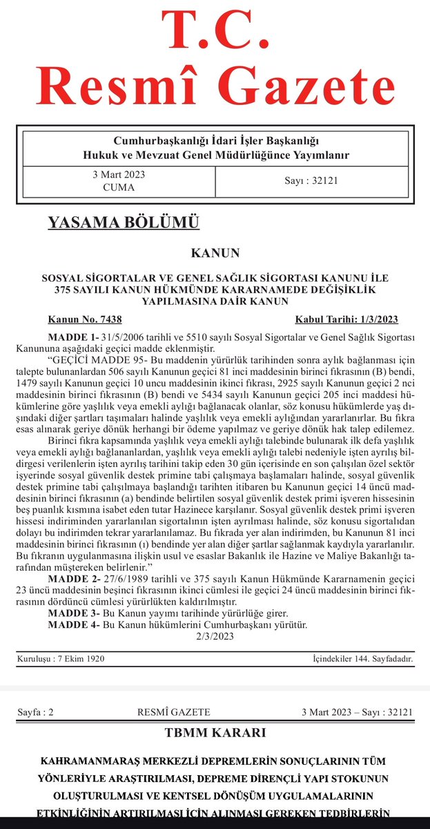 Öncelikle resmi gazetede yayınlanarak, emekliliğe hak kazanan #EYT li kaderdaşların gözünüz aydın olsun Kolay değil uzun uğraşların mücadelenin birlik beraberliğin meyvesini aldık Hakeden herkese hayırlı olsun. #EYTAcilResmiGazeteye
#EmeklilikteYaşaTakıIanIar
