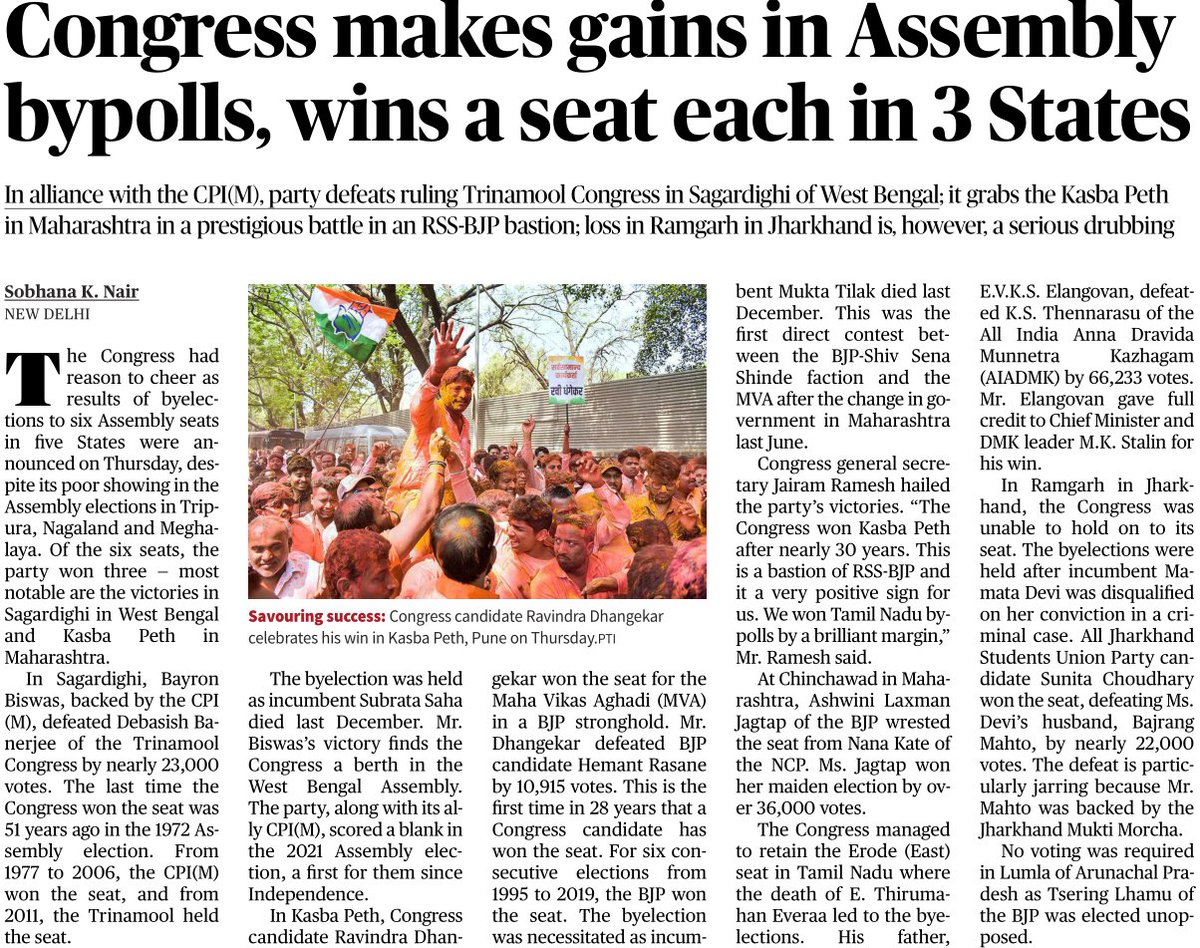 S. Sudhir Kumar on Twitter "The Headline from yesterday's election