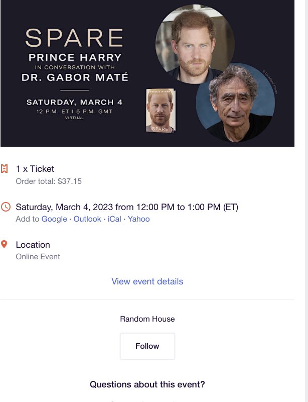 I got my ticket! Who else is registered? #PrinceHarryMemoir