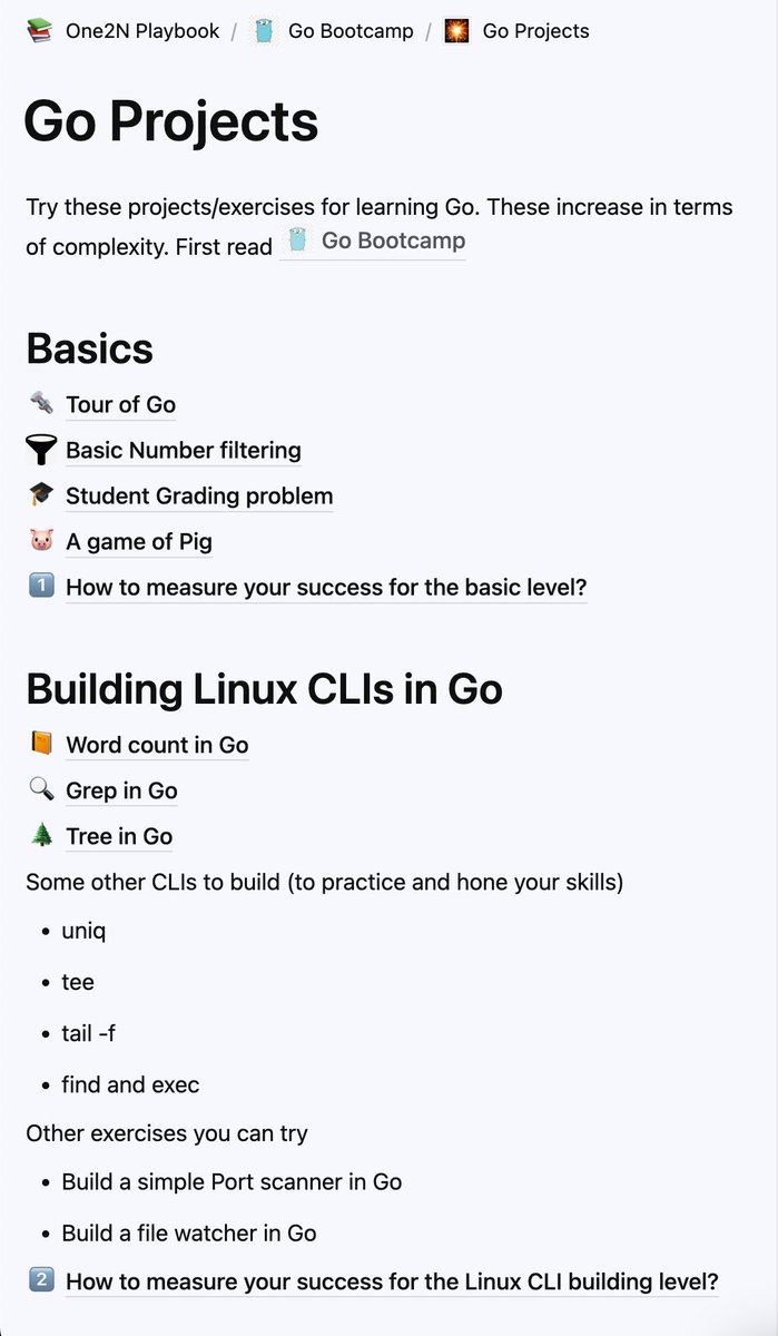 chinmay185's tweet image. I built an exercise-oriented Go Bootcamp 🎉
playbook.one2n.in/go-bootcamp
What you'll learn in this bootcamp:
- Building CLIs in Go
- Platform/System engineering in Go
- Building production-grade backend web APIs