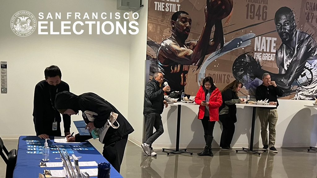 SFElections's tweet photo. Happening now! We are at the
@warriors @ChaseCenter! Stop by Portal 48 in the Upper Concourse for assistance from the Department of Elections’ staff to get registered to #vote! #basketball #NBA #SFElections #SanFrancisco https://t.co/u1lD1d2Db5
