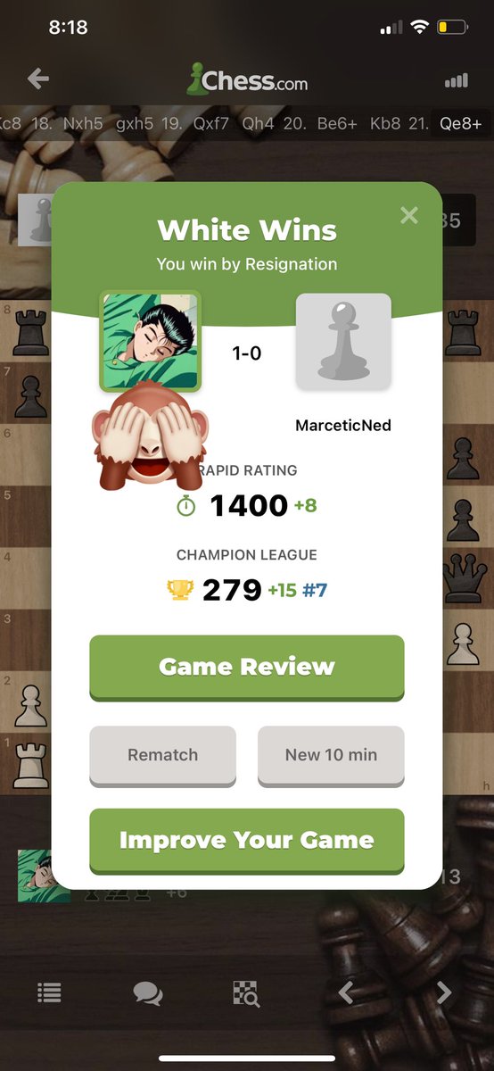 DeronsGoat's tweet image. 1400 ELO Let’s go! 🫡 Road to Grandmaster