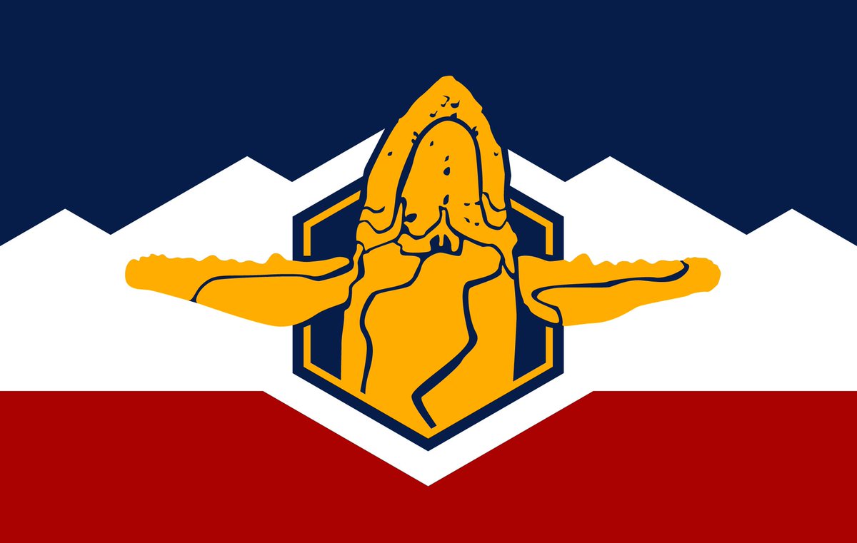 sacredwhaleslc's tweet photo. ALL HAIL THE WHALE!! 
and its Utah theocracy. 
#Utah #utahflag https://t.co/Ewo8M633PC