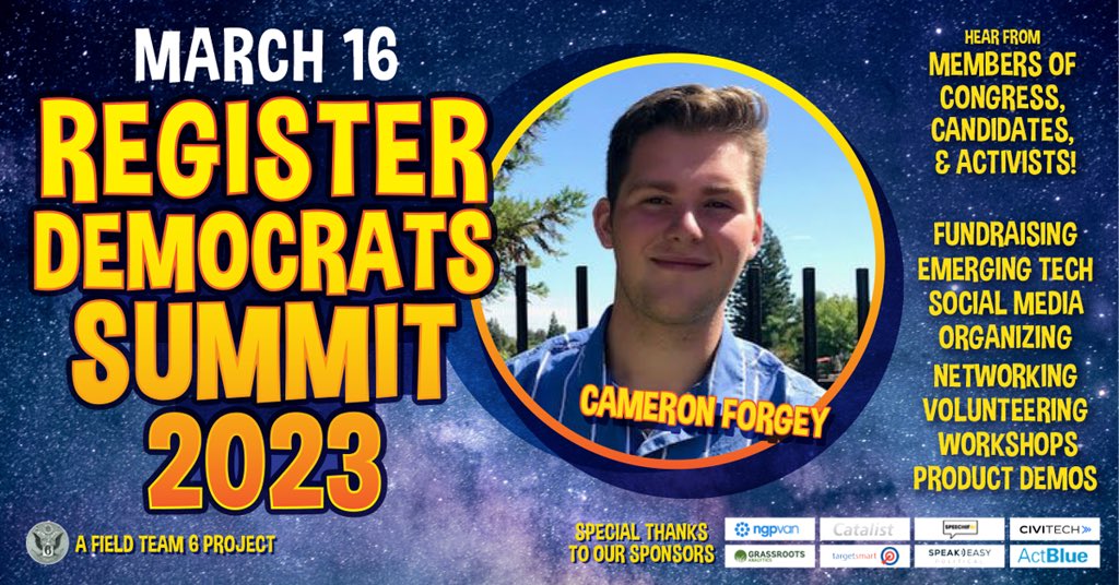 As a proud member of Gen Z, I've been advocating for youth since high school. I founded @FearlessPAC in college! 

Join me at 'How Gen-Z is Saving the World' panel of the @Field_Team6 #RegisterDemocrats Summit 2023

March 16, 1:15p PT/4:15p ET

#Voterizer share.fieldteam6.org/s/71IXxp0lymsK…