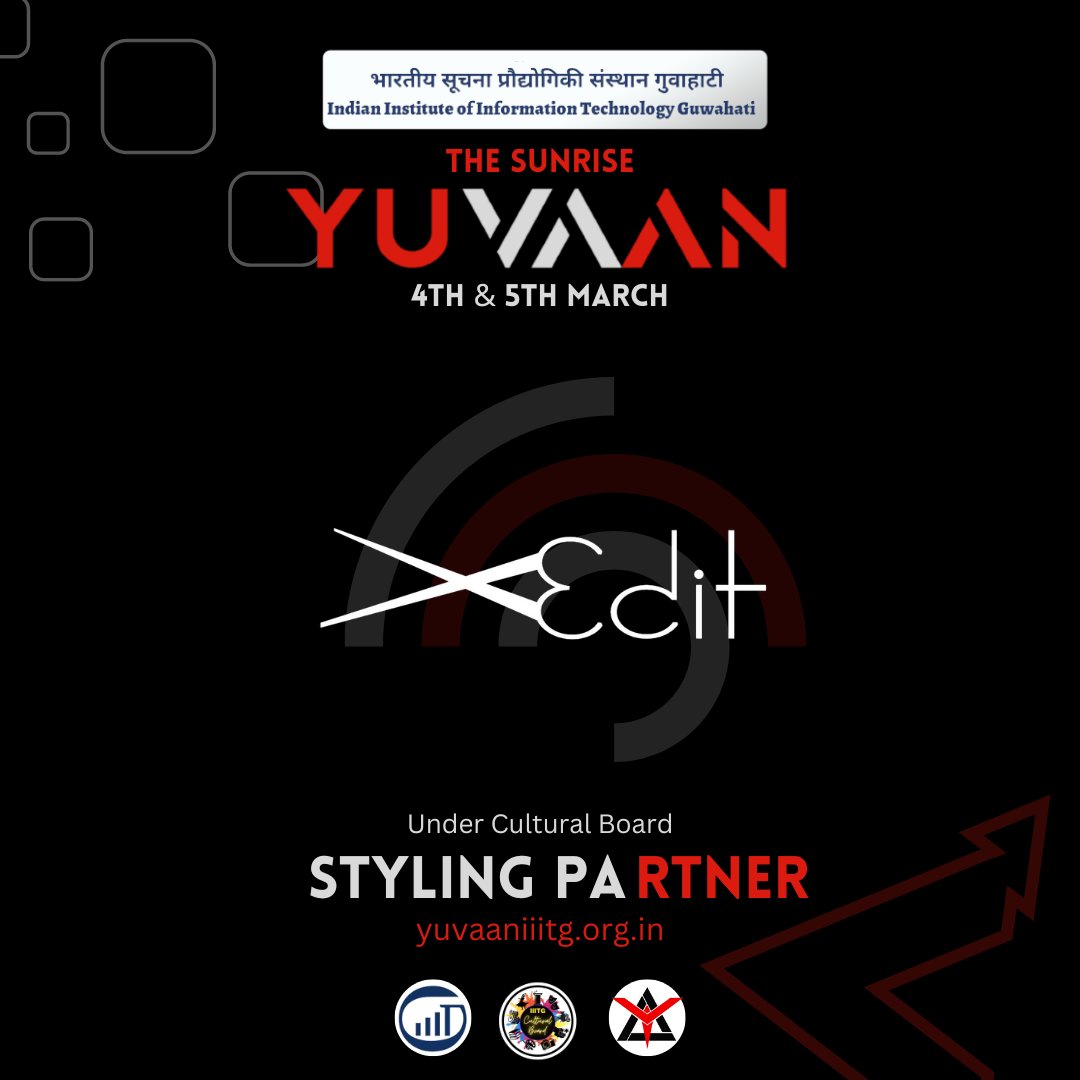 Yuvaan_IIITG's tweet photo. Yuvaan proudly announces Edit Unisex Salon as our styling partner.
#yuvaan #heyuva #stylingpartner https://t.co/GL8SbNhslz
