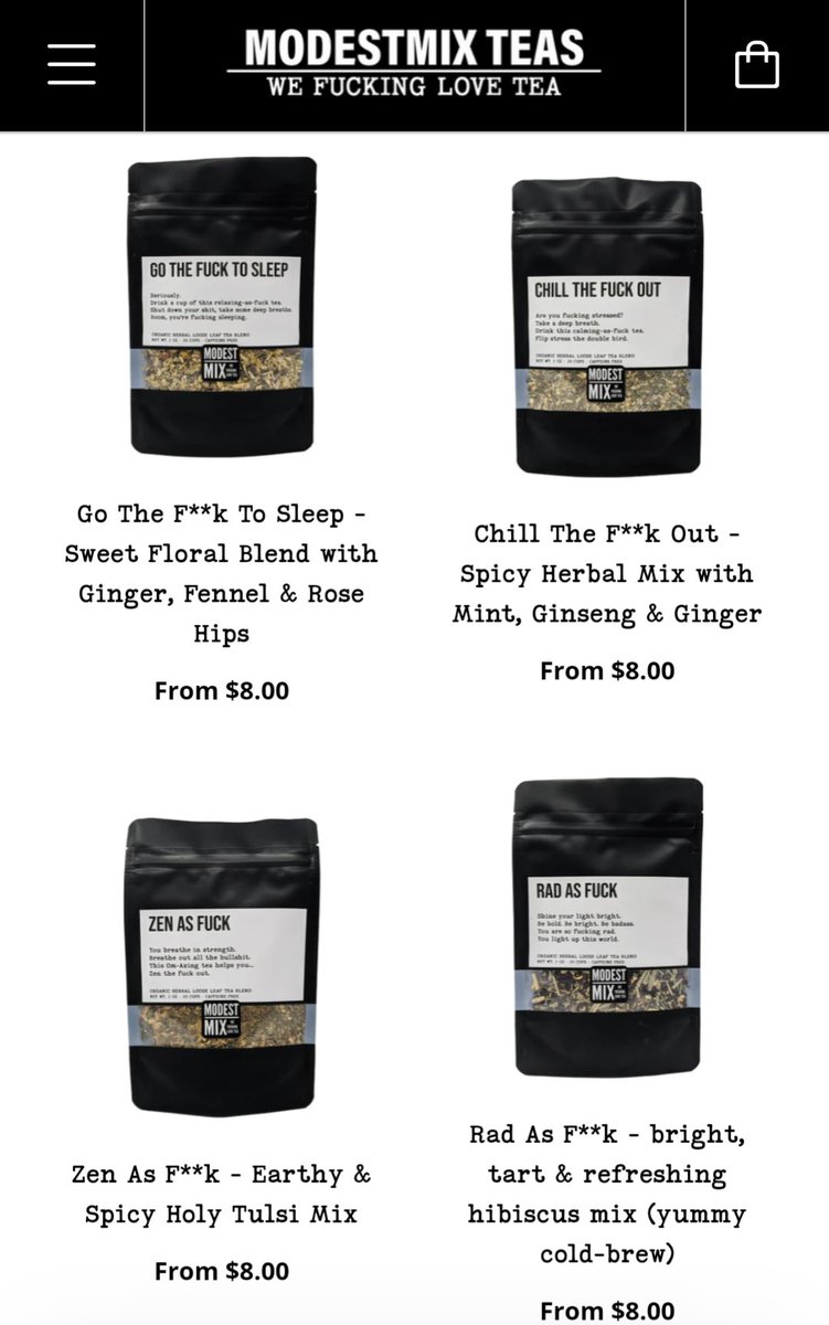 fakeassradio's tweet photo. We have affiliates.  We love them.  Check out our friends at Modest Mix Teas. https://t.co/SKAq1zCXMa https://t.co/oWZyU9tkRR