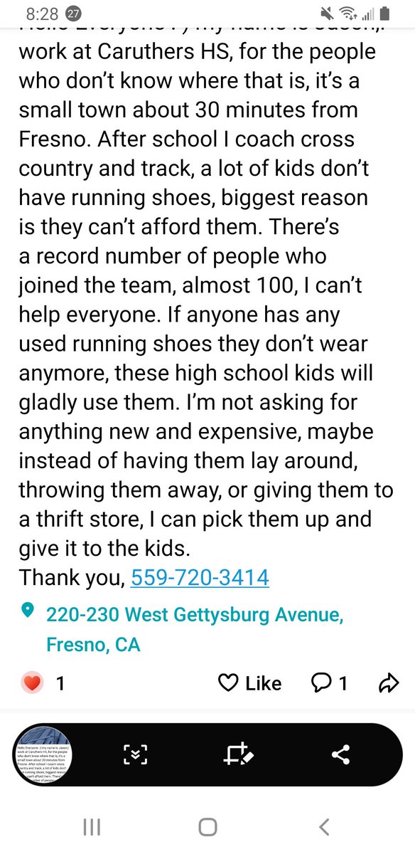 Caruthers HS kids need shoes....