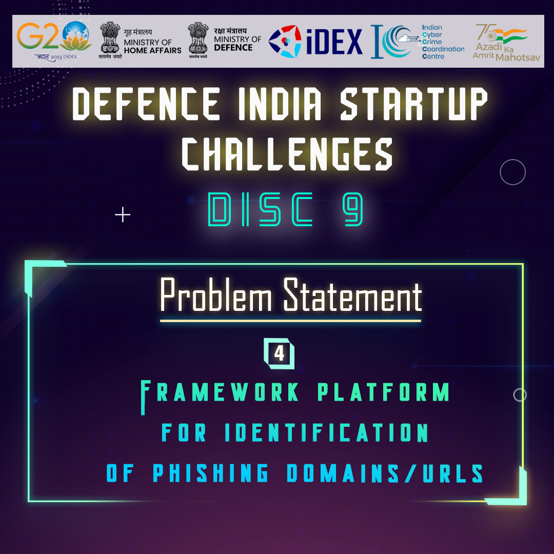 Cyberdost's tweet image. Challenge #4: Design & develop a framework platform for the identification of #phishing domains and URLs. Find the #DISC9 challenges at idex.gov.in/disc-category/…
#ProblemStatement #CyberSecurity #Dial1930 #Startup #cybercrime #Friday #Grant #CyberAware #CyberSec #Awareness
@g20org