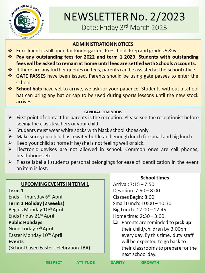 LaharaAvenue's tweet image. NEWSLETTER-Issue 2/2023

#TeamLAS 
#NewsletterIssue2 
#WeekFive #TermOne