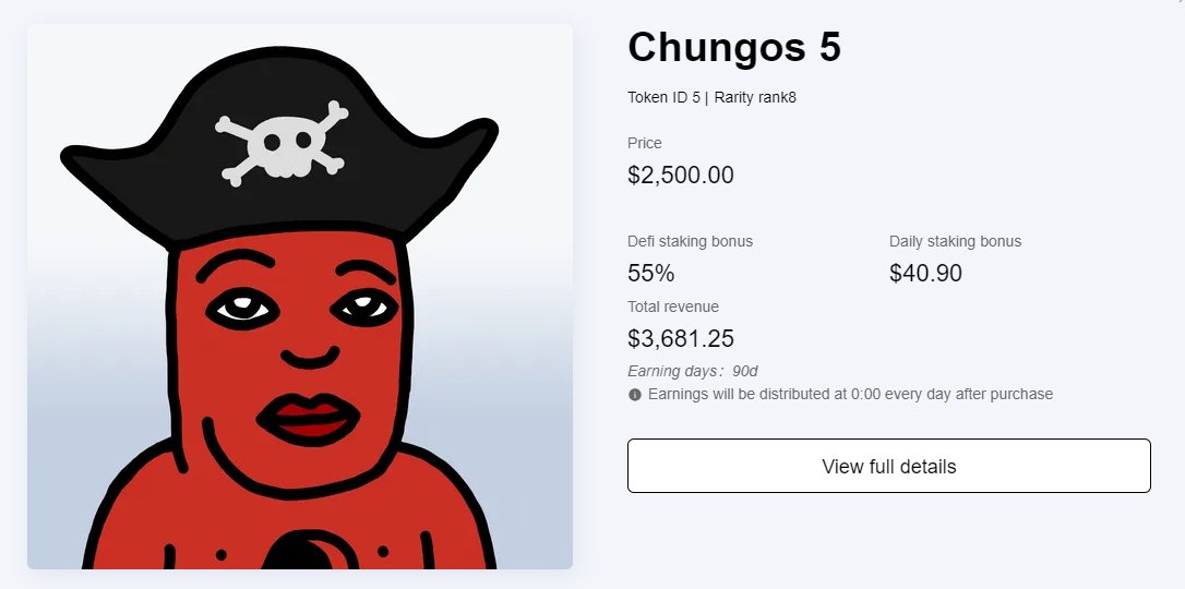 solutionsnftio's tweet photo. 🔥🔥SOLD SOLD SOLD🔥🔥
https://t.co/SrAzSpCkc8 MARKETPLACE
Price $2,500, StakingBonus55%,
Total Revenue $3,681.25
DailyStakingBonus $40.90
EarningDay 90days
#Chungos
#NFTs #SolutionsNFT #DeFi
#DailyStakingBonus #StakingBonus55% https://t.co/EV4Iyc51sj