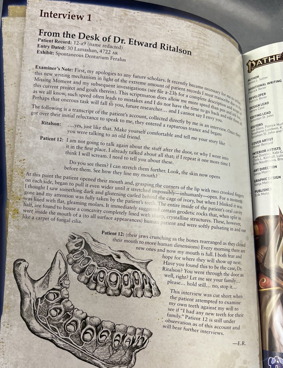 So guess what I wrote several pieces for <a href="/paizo/">Paizo</a> ‘s Pathfinder and the first two came out in <a href="/jameslsutter/">James L. Sutter (THE GHOST OF US out now!)</a> ‘s The Seventh Arch (they cover the inside front and back covers) Sneak partial peek below. I’ll be in all three books in the miniseries as far as I understand.