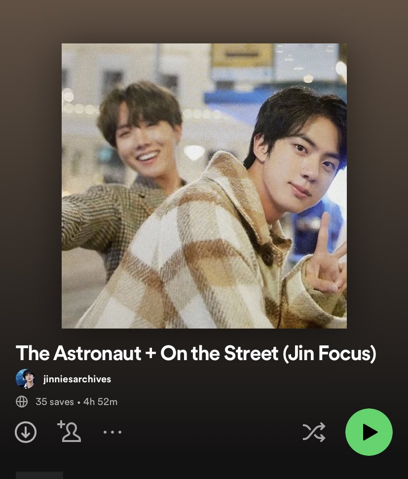 jinniesarchives's tweet photo. [ STREAMING INFO ]

We made The Astronaut and On The Street playlist to boost both songs. Feel free if you want to use it:

https://t.co/6VipLQf8Dh

https://t.co/i8ckWl8CzI

#TheAstronaut #JIN https://t.co/GsMOgHbC8N