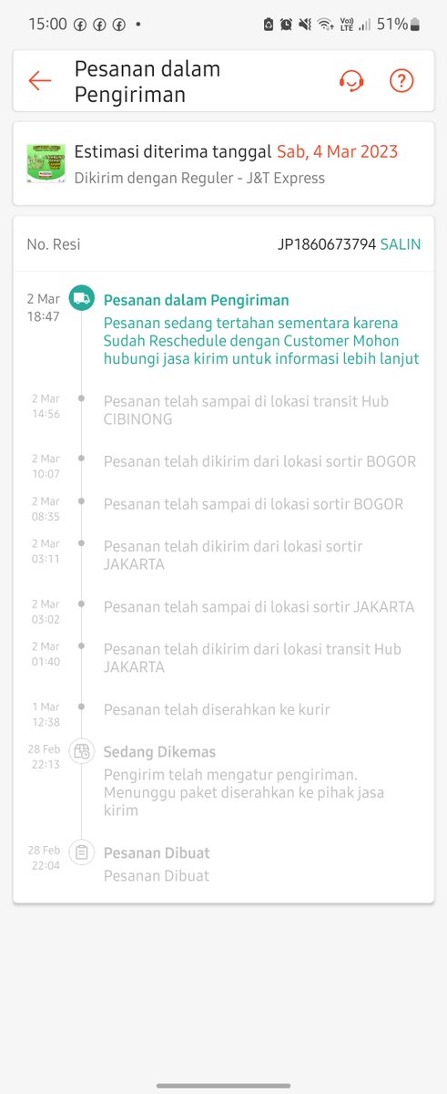 Lexy_chan's tweet photo. @jntexpressid halo. Mau follow up status pengiriman ini.
Tercantum "Reschedule dengan customer" sementara tidak pernah ada yang menghubungi saya.
Ini bagaimana ya? https://t.co/muY5yOZGfO