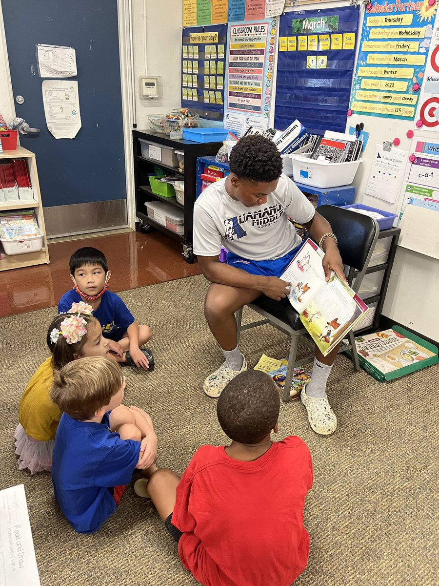 NJHS students reading to the elementary for Read Across America.