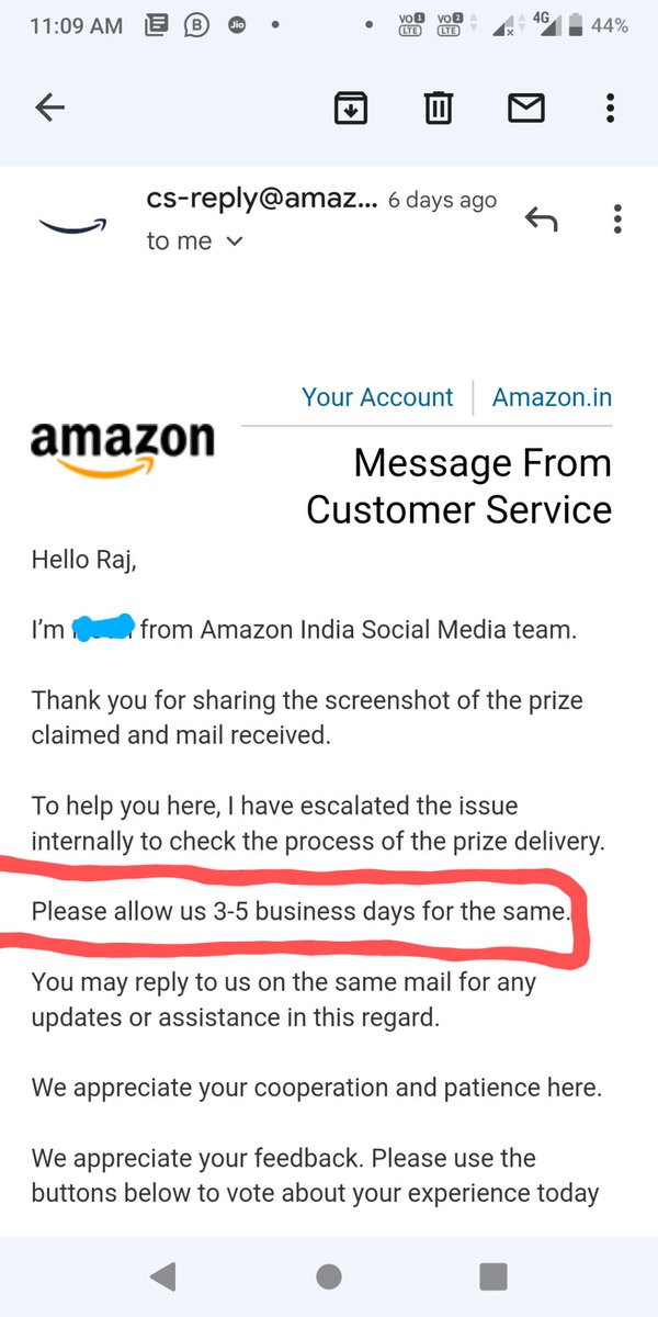 ijbiswas's tweet photo. @AmazonHelp #IWonOnAmazon
After 45 day @AmazonHelp  is jst saying wait for 3,4 days and now say wait "some time" just for  provide some updates 😑. I'm just want some updates from @amazonIN on my prize that's all but just for getting some updates it's a very poor experience with @AmazonHelp https://t.co/SfEKBniLdP