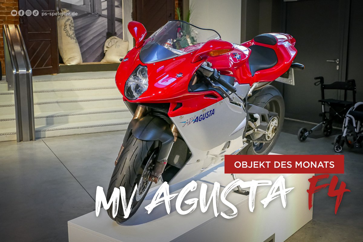 PS_SPEICHER's tweet photo. Baujahr 2001 und schon ein sammlungswürdiger #Klassiker: Die #MVAgusta F4 750 ist auf dem Weg einer der begehrtesten #Youngtimer der Jahrtausendwende zu werden. Das #Objekt des #Monats steht noch bis Ende #März im #PSSPEICHER-Foyer. Kommt vorbei und schaut das Zweirad gern an! https://t.co/SuQc9Z73Zg