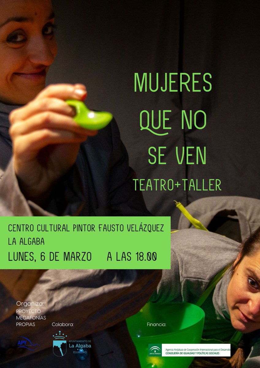 🎭'Mujeres que no se ven' es una pieza corta de Teatro social que hace un recorrido por diferentes situaciones cotidianas donde las mujeres son invisibilizadas.
Cuándo❓
➡️Lunes 6 de marzo
➡️18.00 h
➡️Centro Cultural Pintor Fausto Velázquez