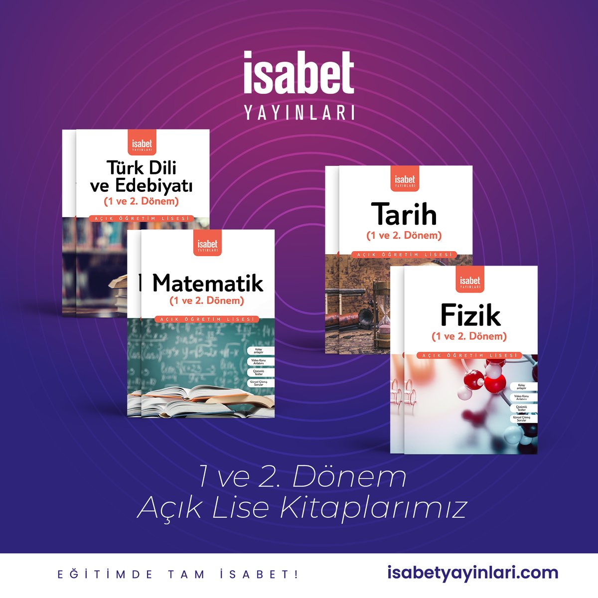 1 ve 2. Dönem Açık Lise Kitaplarımızda konular hücrelere bölünerek çıkmış sorularla desteklenmiş ve öğrenmeyi kolayca pekiştirmeniz amaçlanmıştır.
#isabetyayınları