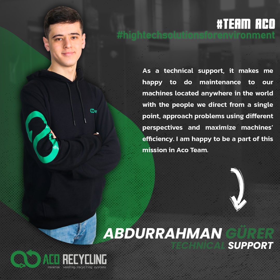 AcoRecycling's tweet image. What is the experience of working in technical support at Team Aco like? ♻️ 

One of our valuable team members, Abdurrahman Gürer explains;

#ReverseVendingMachine #HighTechSolutionsforEnvironment #Фандомат  #RecylingMachine #RecylingMachine #Wastemanagement