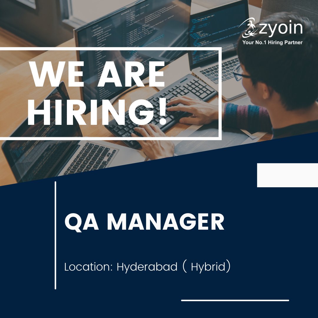 zyoin_jobs's tweet photo. We are looking for a QA Manager for a Cloud-Based HR Solution Provider company.

Experience: 5+ Years
Location: Hyderabad [ Hybrid ]
Get in touch with: meghna@zyoin.com

Apply Now: https://t.co/oa3IrY2l0i

#wearehiring #qamanager #hiringnow #cloudbasedsolutions #qa https://t.co/Bw2jAbuji9